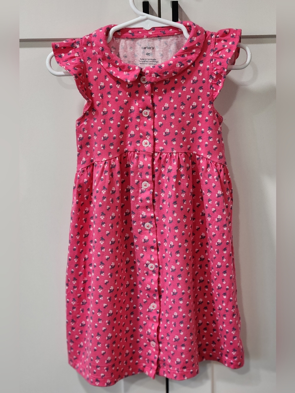 Carter's Pink Floral Button-Front Girls Dress